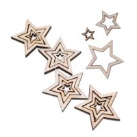 Decorațiune din lemn pentru scrapbooking - Stele mici 1 cm, 100 bucăți