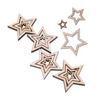 Decorațiune din lemn pentru scrapbooking - Stele mici 2 cm, 100 bucăți