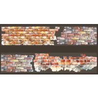 Banda de Washi din plastic pentru scrapbooking cu motiv de zid de piatră - Colorată, 2 metri