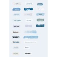 Autocolante de text pentru scrapbook - Albastru translucid, 50 bucăți