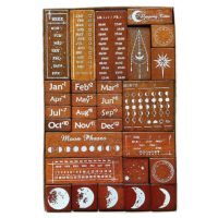 Set de timbre din lemn pentru scrapbooking - Dată și oră, 30 de bucăți