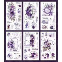 Autocolante Vintage cu flori - Violet, 6 bucăți