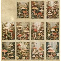 Bloc de scrapbooking de hârtie decorativă - Ciuperci, 20 de bucăți
