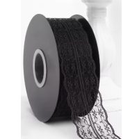 Scrapbooking dantelă lată - neagră, 45 metri