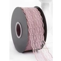 Scrapbooking dantelă lată - Roz pudrat, 45 metri