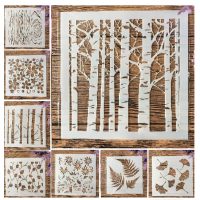 Set de șabloane pentru desenat - Model de copaci și frunze, 8 bucăți