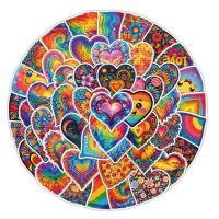 Autocolante pentru scrapbooking - Inimi curcubeu, 50 bucăți