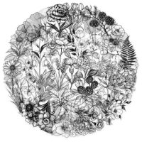 Autocolante pentru scrapbooking - Flori alb-negru, 50 bucăți