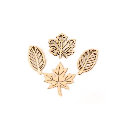 Foto - Decorațiune din lemn pentru scrapbooking - Mix de frunze, 10 bucăți