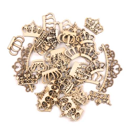 Foto - Decorațiune din lemn pentru scrapbooking - Mix de coroane, 10 bucăți