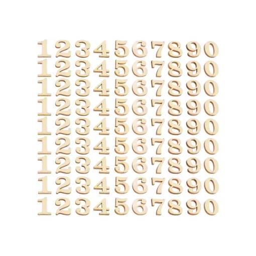 Foto - Decorație din lemn pentru scrapbooking - Numere 0 până la 9, 100 bucăți