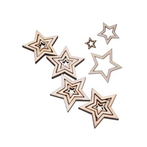 Foto - Decorațiune din lemn pentru scrapbooking - Stele mici 1 cm, 100 bucăți