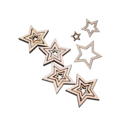 Foto - Decorațiune din lemn pentru scrapbooking - Stele mici 2 cm, 100 bucăți