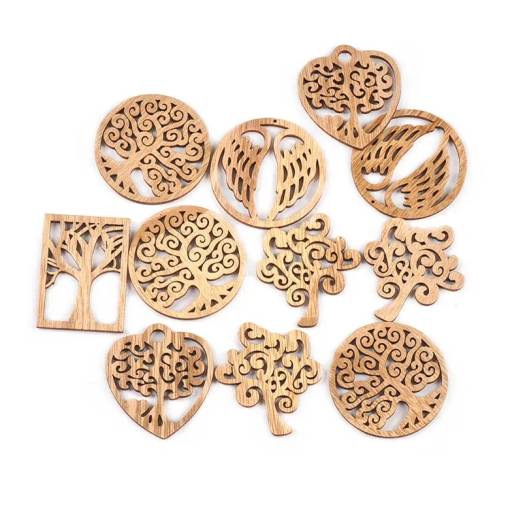 Foto - Decoratiune de lemn pentru scrapbooking - Rame de diferite forme cu motive, 20 bucati