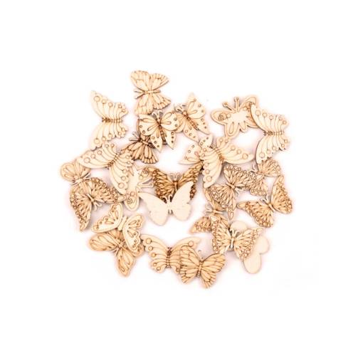 Foto - Decorațiune din lemn pentru scrapbooking - Fluturi din lemn, 20 bucăți