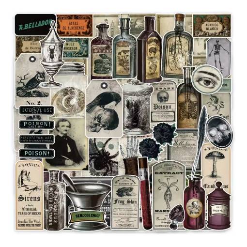 Foto - Autocolante vintage gotice de scrapbooking - 50 bucăți