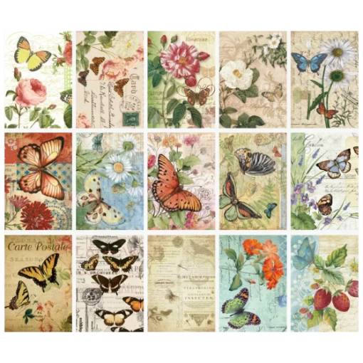 Foto - Hârtie decorativă de scrapbooking pentru decoupage - Fluturi, 30 foi