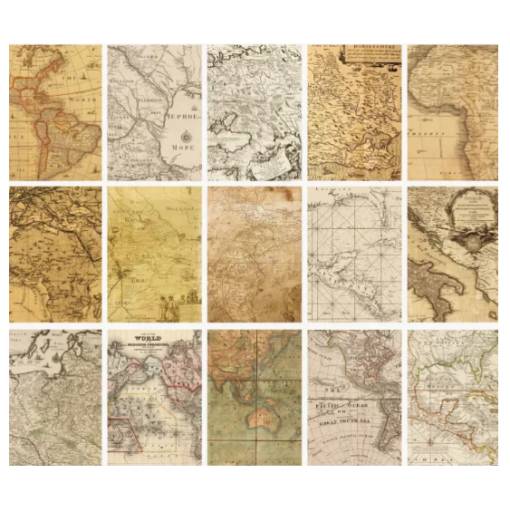 Foto - Hârtie decorativă pentru scrapbooking - Hărți, 30 bucăți