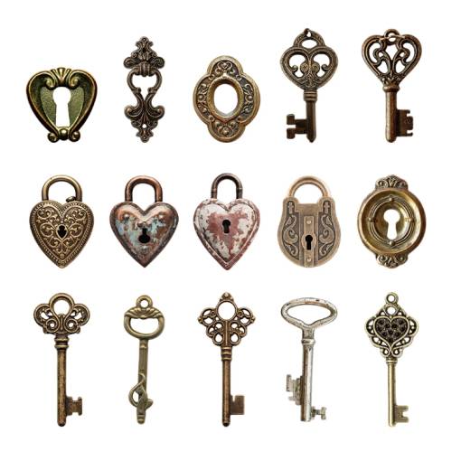 Foto - Autocolante vintage pentru scrapbooking - Castel cu cheie, 30 bucăți