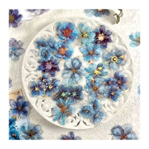 Foto - Abțibăcuțe cu flori pentru scrapbooking - Albastre, 20 bucăți