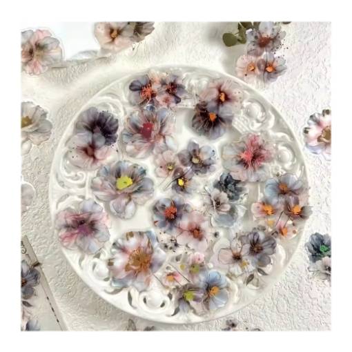 Foto - Abțibăcuțe cu flori pentru scrapbooking - Roșu-violet, 20 bucăți