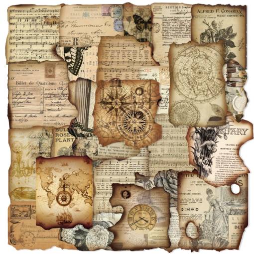 Foto - Abțibilduri de scrapbooking cu efect de ardere - Marinărești, 50 de bucăți