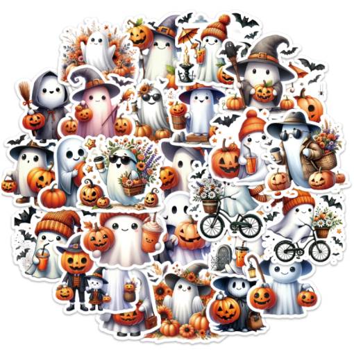 Foto - Abțibilduri de scrapbooking cu fantome și zile - Halloween, 50 de bucăți