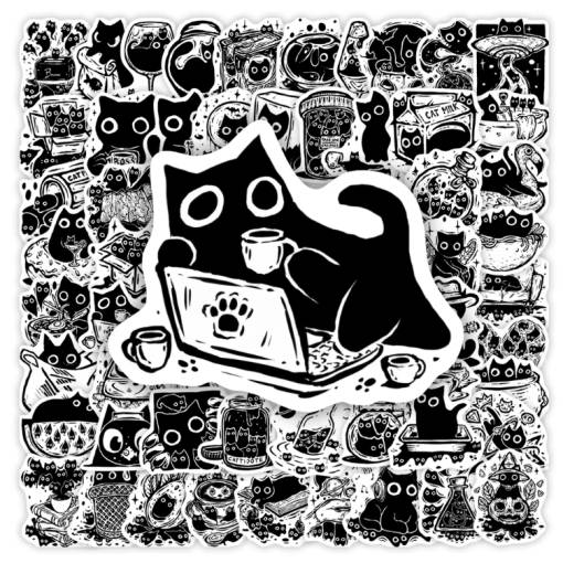 Foto - Autocolante de scrapbooking abstracte cu pisici - 60 bucăți