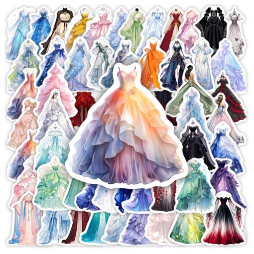 Foto - Autocolante de scrapbooking cu temă de rochie de seară - 60 bucăți