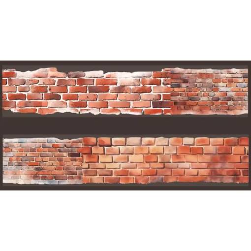 Foto - Banda Washi din plastic pentru scrapbooking cu model de zid de piatră - Roșie, 2 metri