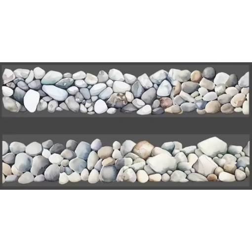 Foto - Banda de Washi din plastic pentru scrapbooking cu motiv de zid de piatră - Gri deschis, 2 metri