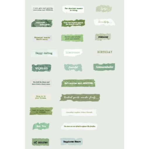 Foto - Autocolante de text pentru scrapbook - Verde translucid, 50 bucăți