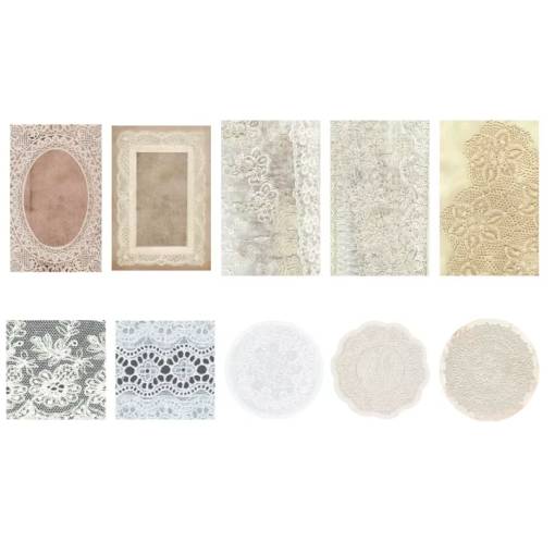 Foto - Scrapbooking vintage decorativă din hârtie dantelată - Model E, 30 foi