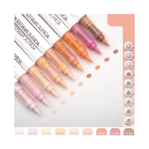 Foto - Set de markere acrilice pentru scrapbooking - Seria tonuri de piele, 9 bucăți