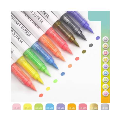 Foto - Set de pensule acrilice pentru scrapbooking - Serie Dopamină, 9 bucăți