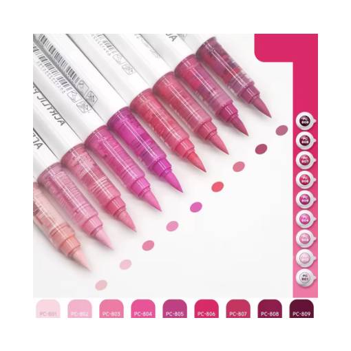 Foto - Set de pensule acrilice pentru scrapbooking - Serie roz dulce, 9 bucăți