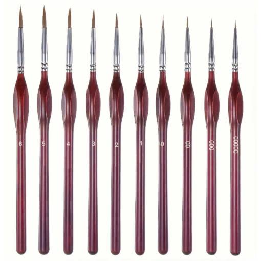 Foto - Pensule miniatură pentru detalii fine - 10 bucăți