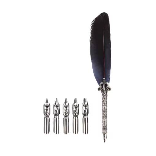 Foto - Set de scrapbooking cu stilou de caligrafie și vârfuri de rezervă - Albastru închis