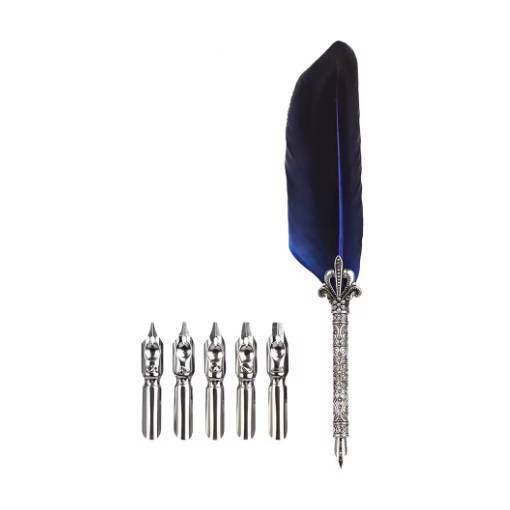 Foto - Set de scrapbooking cu stilou de caligrafie și vârfuri de rezervă - Albastru regal