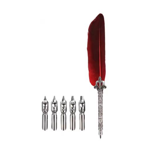 Foto - Set de scrapbooking cu stilou de caligrafie și vârfuri de rezervă - Roșu