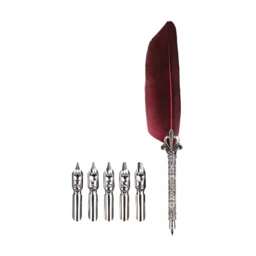 Foto - Set de scrapbooking cu stilou de caligrafie și vârfuri de rezervă - Roșu vinete