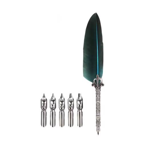 Foto - Set de scrapbooking cu pană de scris și vârfuri de rezervă - Verde închis