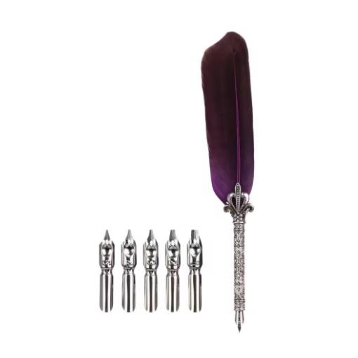 Foto - Set de scrapbooking cu pană de scris și vârfuri de rezervă - Maro