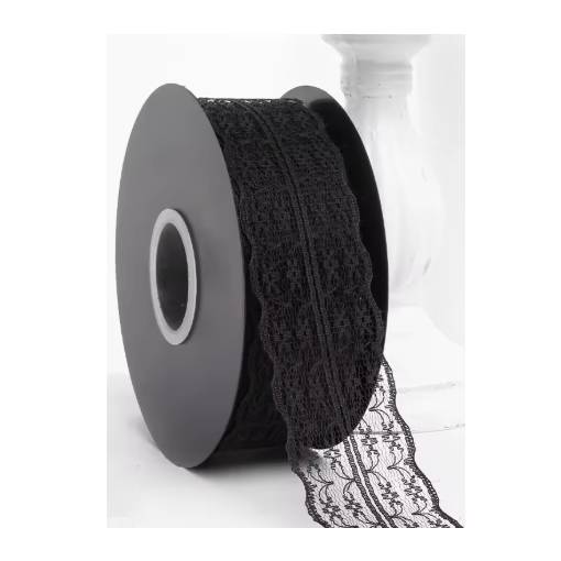 Foto - Scrapbooking dantelă lată - neagră, 45 metri