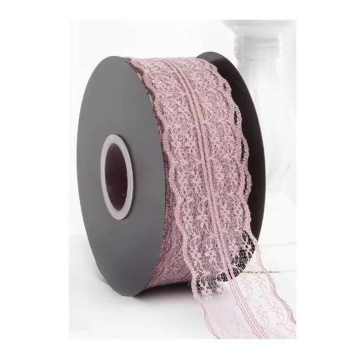 Foto - Scrapbooking dantelă lată - Roz pudrat, 45 metri