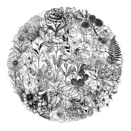 Foto - Autocolante pentru scrapbooking - Flori alb-negru, 50 bucăți