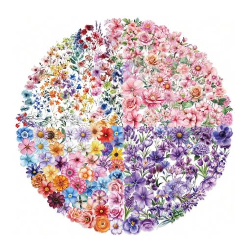 Foto - Stickere de scrapbooking - Flori colorate, 200 bucăți