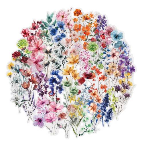 Foto - Stickere de scrapbooking - Flori colorate, 50 bucăți