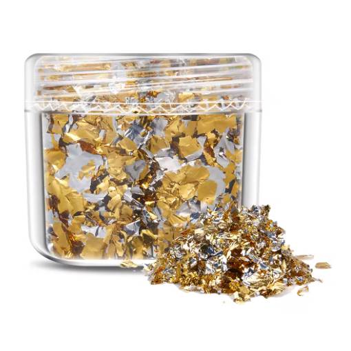 Foto - Decorațiuni de scrapbooking din folie metalică - Aur argintiu, JB28