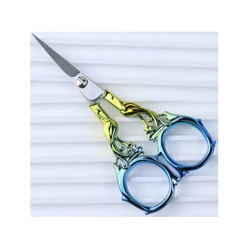 Foto - Foarfeci metalice pentru scrapbooking cu fenix - Galben-albastru